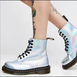 Metallic/ Iridescent/ Holographic Silver Doc Martens